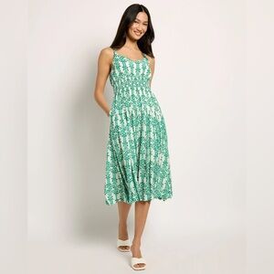 ‼️RARE‼️🎸LeiMarie🎸🔥NWT🔥Skies Are Blue MIDI Sundress in Kelly Green/White—S